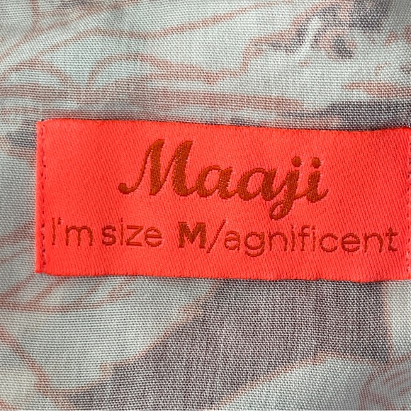 Maaji Maroon WONDERLAND DREAMS Long Sleeve Asian Motif Floral Tunic Dress Size M - Picture 10 of 12